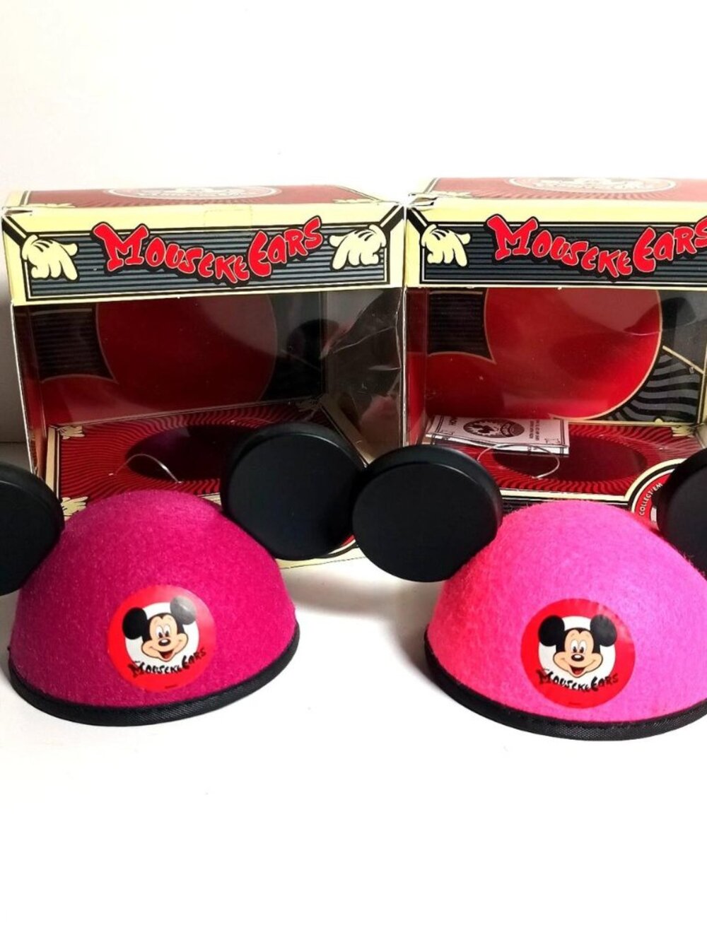 Vintage Mini Mickey Mouse Club Mouseketeer Ear Hat Boxed Lot of 2 Pink Magenta
